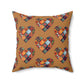 Brown Patchwork Heart Spun Polyester Square Pillow