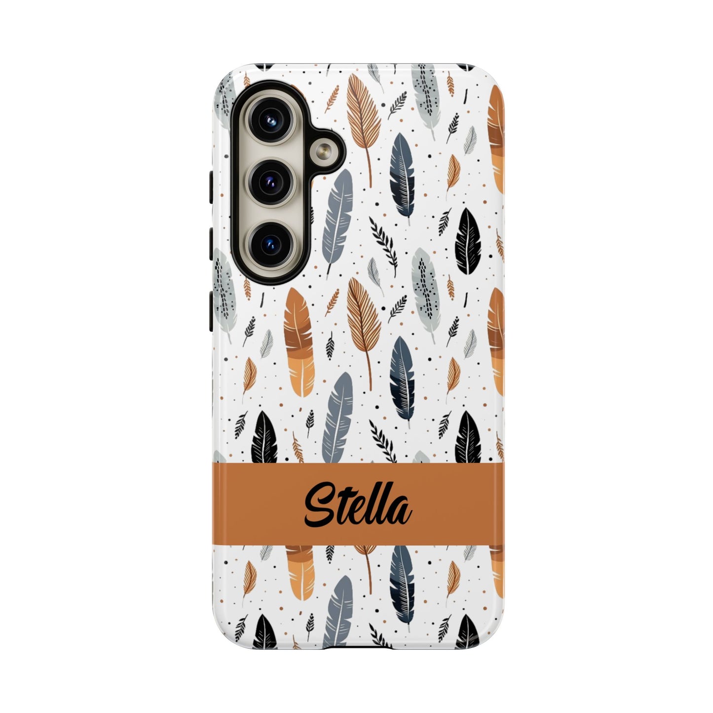 Personalized Whispering Feathers Samsung, Google Pixel and iPhone Case, Custom Name Case.
