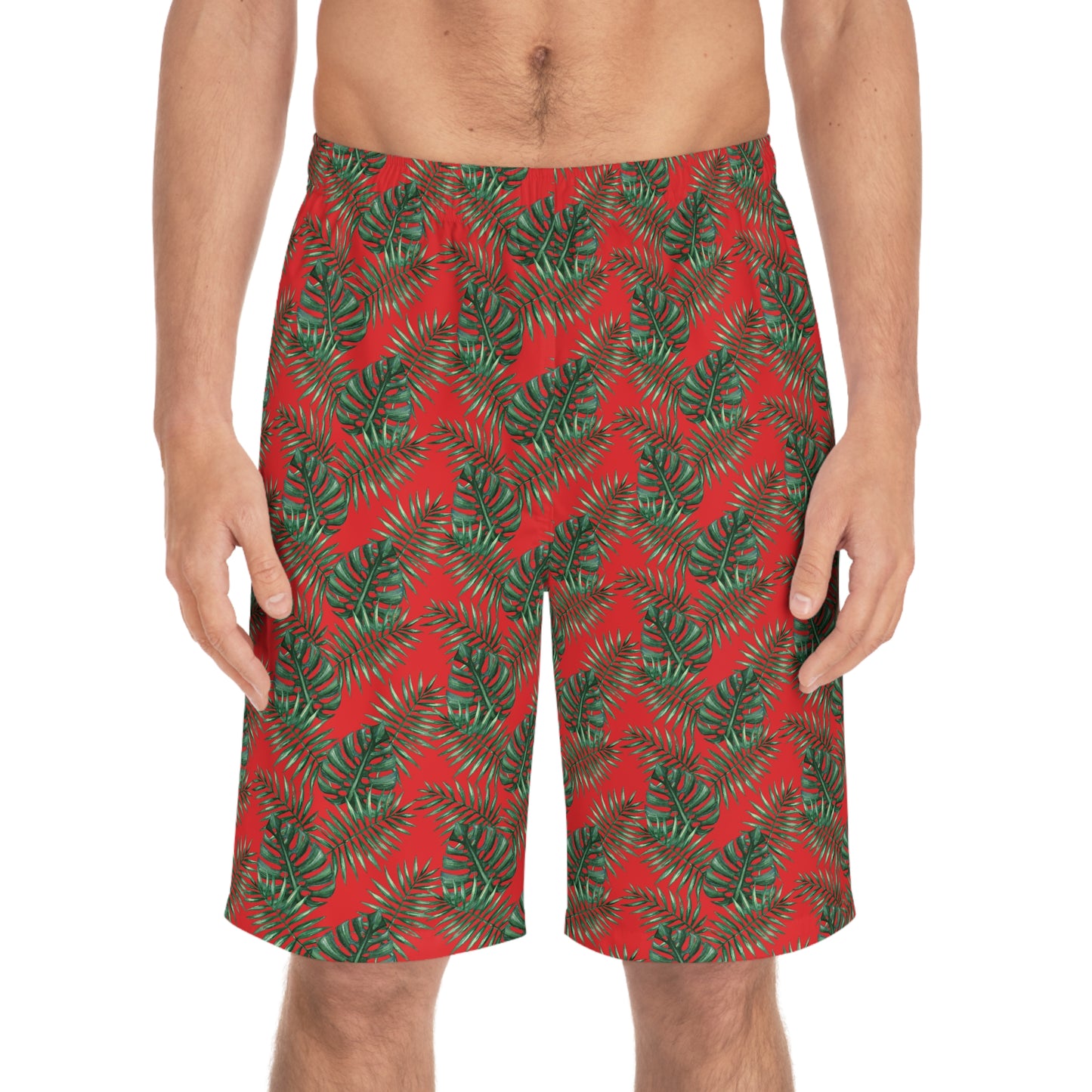 Red Tropical Bliss Men's Board Shorts (AOP)- (PY)