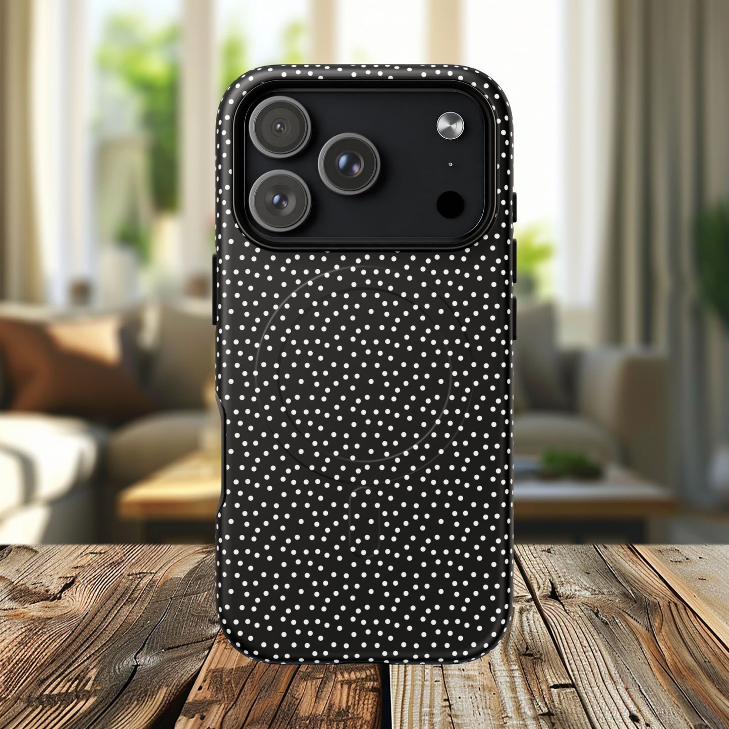 Small Polka Dot Tough iPhone Magnetic Case, Durable iPhone Accessories, Gifts for Tech Lovers, Modern Design.