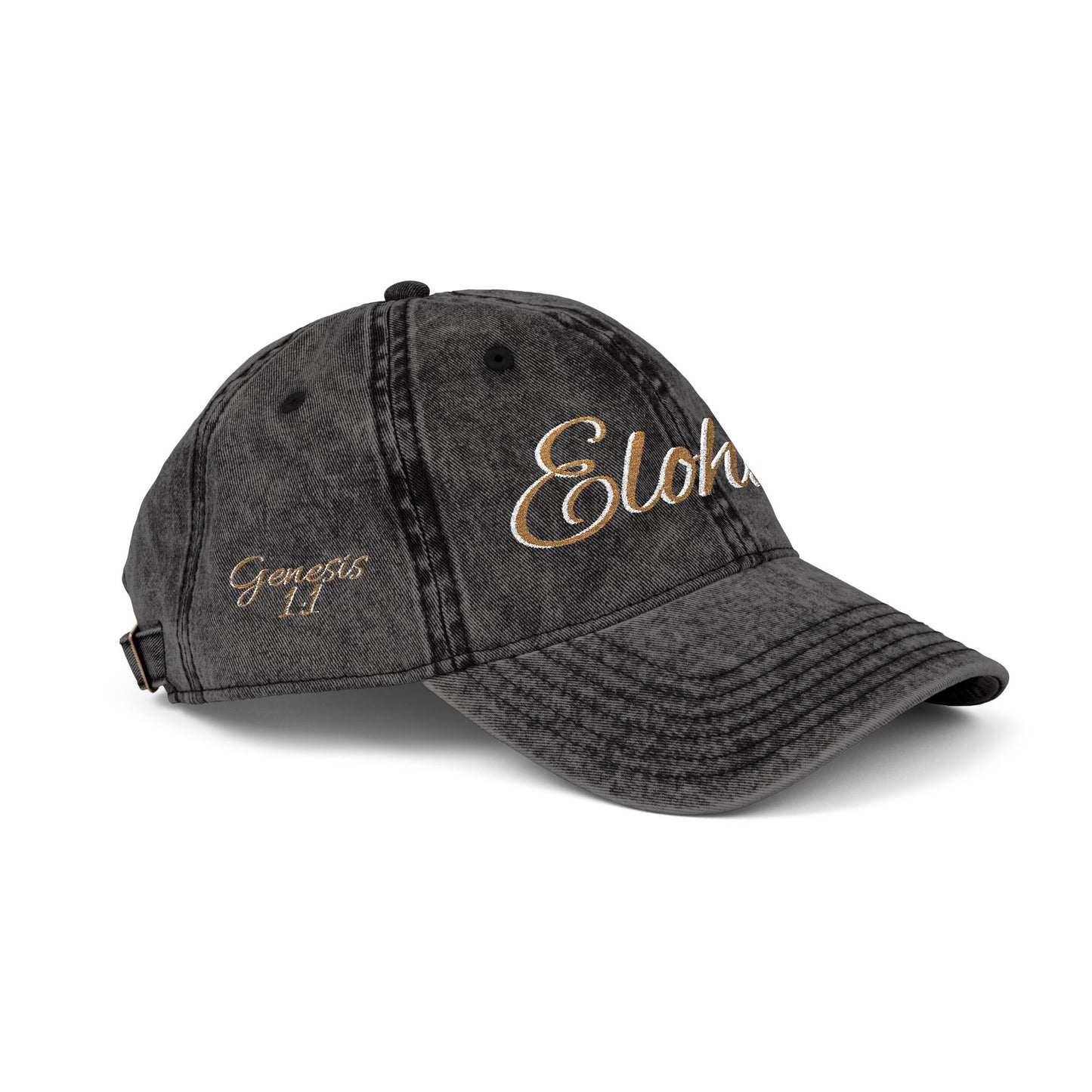 Vintage Embroidered Dad Cap with 'ELOHIM GENESIS 1:1' - Stylish Casual Hat, Gift for Him/Her, Summer Accessory, Trendy Streetwear, Spiritual Fashion