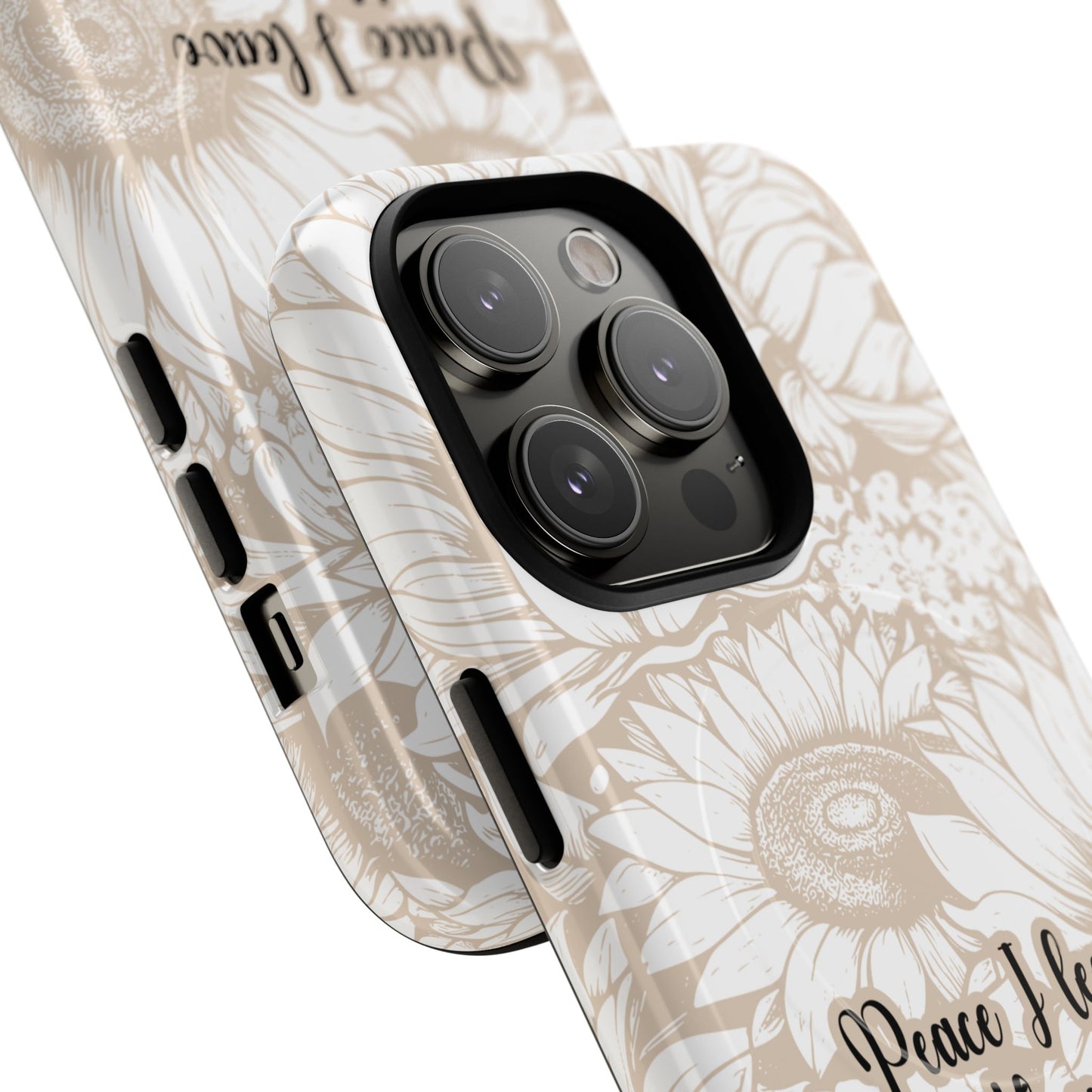Peace I Leave with You John 14:27,Tough iPhone Magnetic MagSafe® Case Scripture, Sunflower Bible Verse,  iPhone® 13,  14, iPhone 15, iPhone 16, 17, Pro, Pro Max, Plus Cases.
