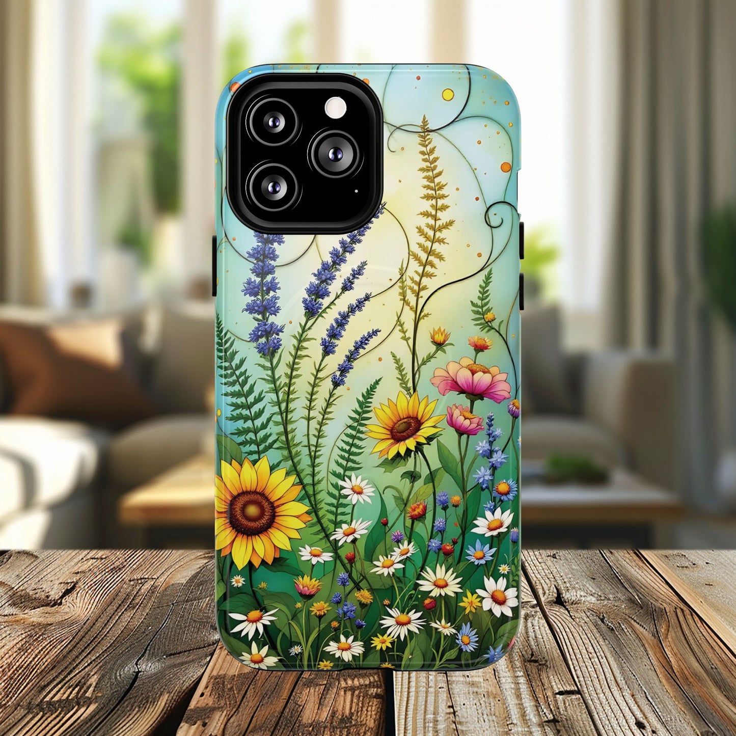 Floral Stained Harmony Glass Tough Magnetic Phone Case | Nature Inspired Design | Durable Protection | Gift for Nature Lovers | Spring Vibe
