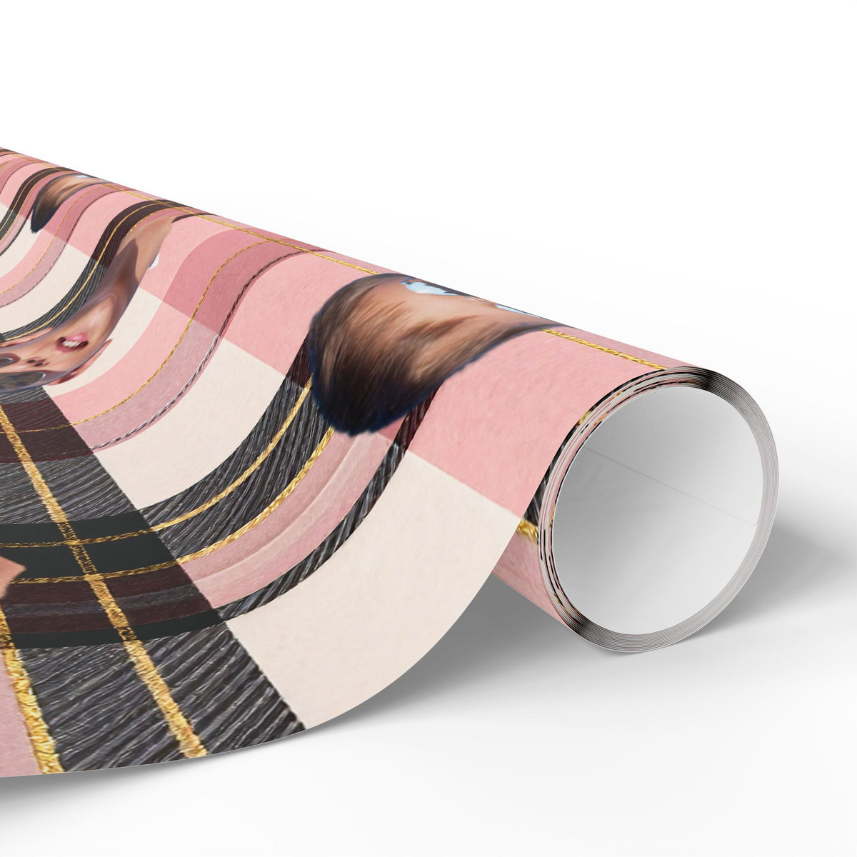 Personalized Image Plaid Wrapping Paper Roll — Pink Tartan Gift Wrap