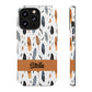 Personalized Whispering Feathers Samsung, Google Pixel and iPhone Case, Custom Name Case.