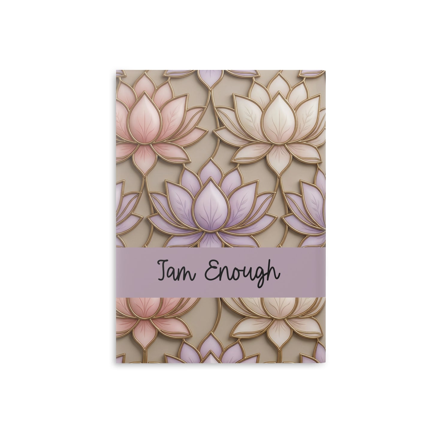 Personalized Stained Glass Lotus Blossom Hardcover Notebook — Custom Name and Affirmation Puffy Cover Journal.