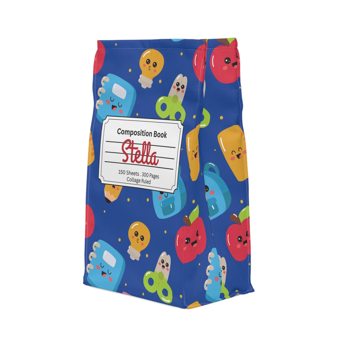 Custom Blue Kawaii Composition Book Inspired Stylish Polyester Lunch Box for Kids - Perfect for School, Picnics, or Snacks | Personalized ABC Design, Back to School, Family [...]