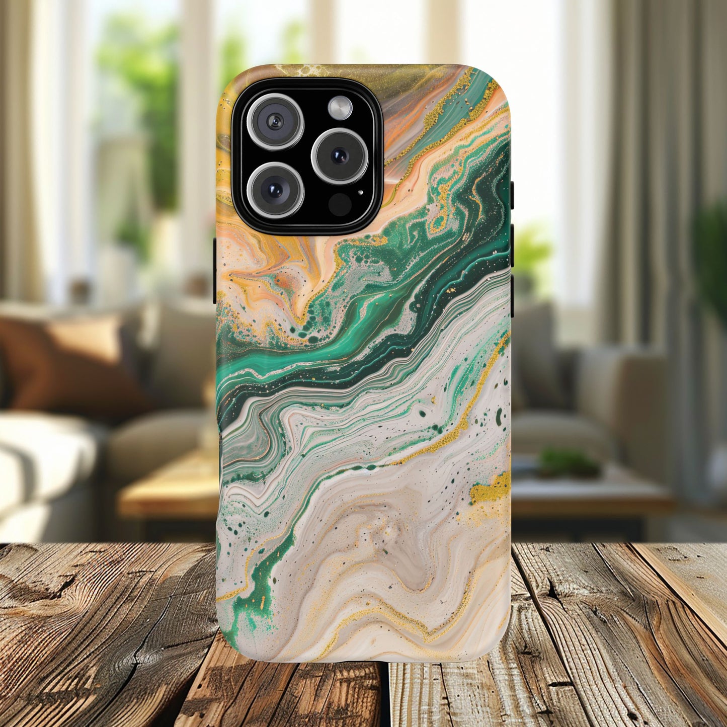 Magnetic iPhone Cases with Green Marble Design, Tough Magnetic Cases, iPhone Accessories, Gift for Her, Trendy iPhone Cover