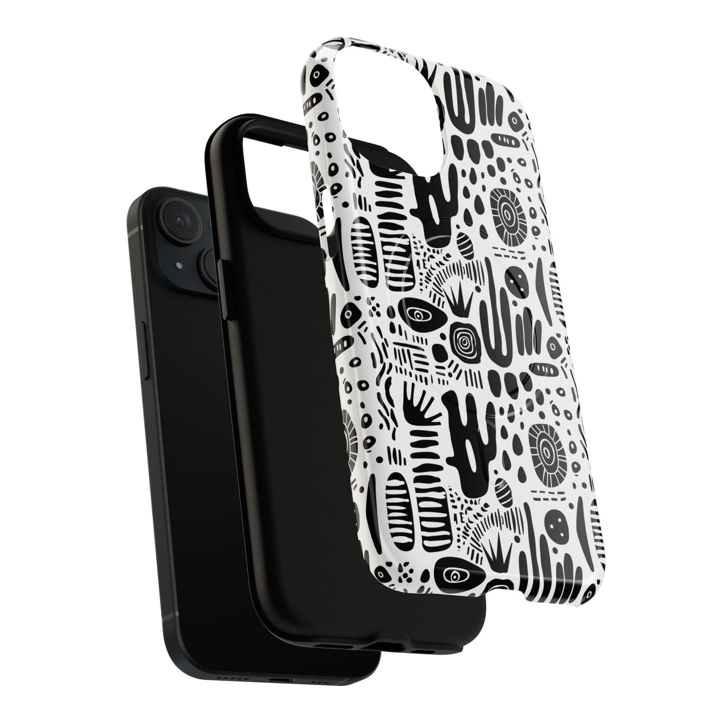 Abstract Monochrome Tough Magnetic iPhone Cases, Stylish Phone Cover, Durable Phone Protector, Modern Tech Accessories, Unique Gift Ideas