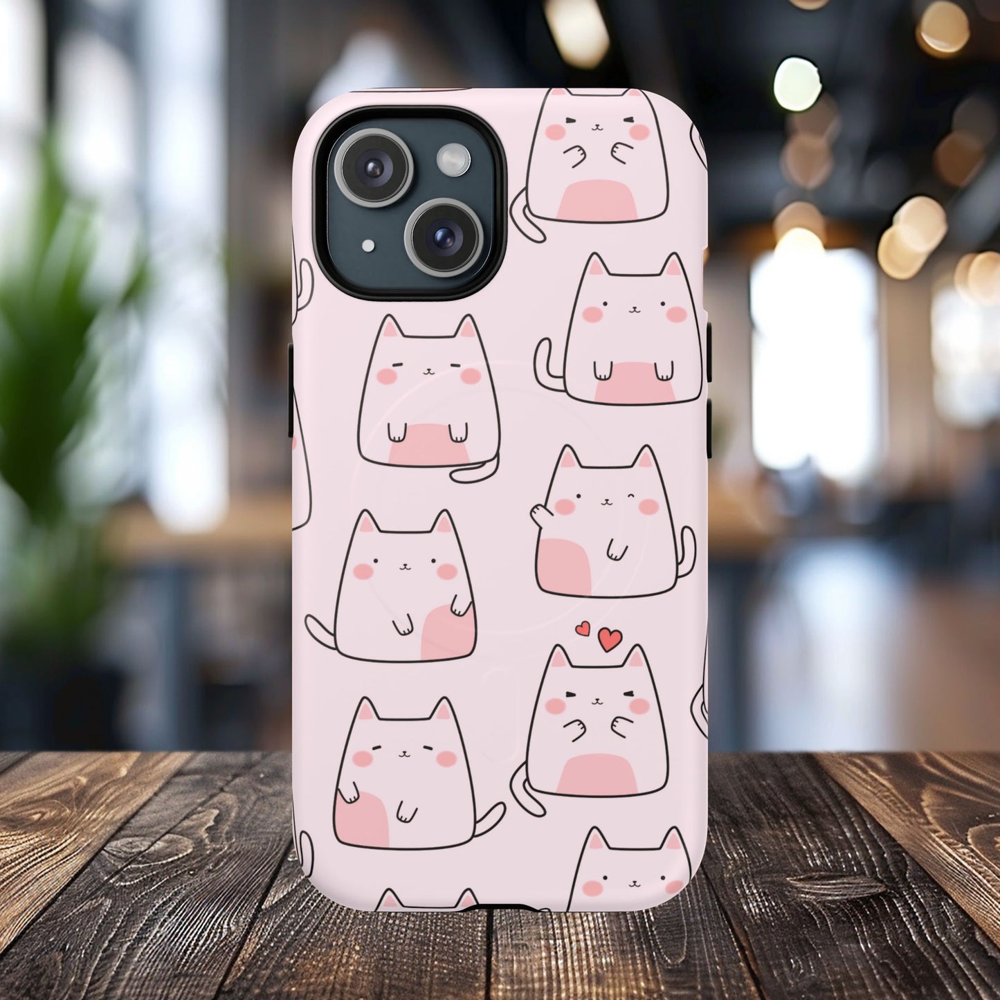 Cute Cat Magnetic iPhone Case, Tough iPhone Cover, Cat Lover Gift, Kawaii Style Case, Pet-Themed Gift