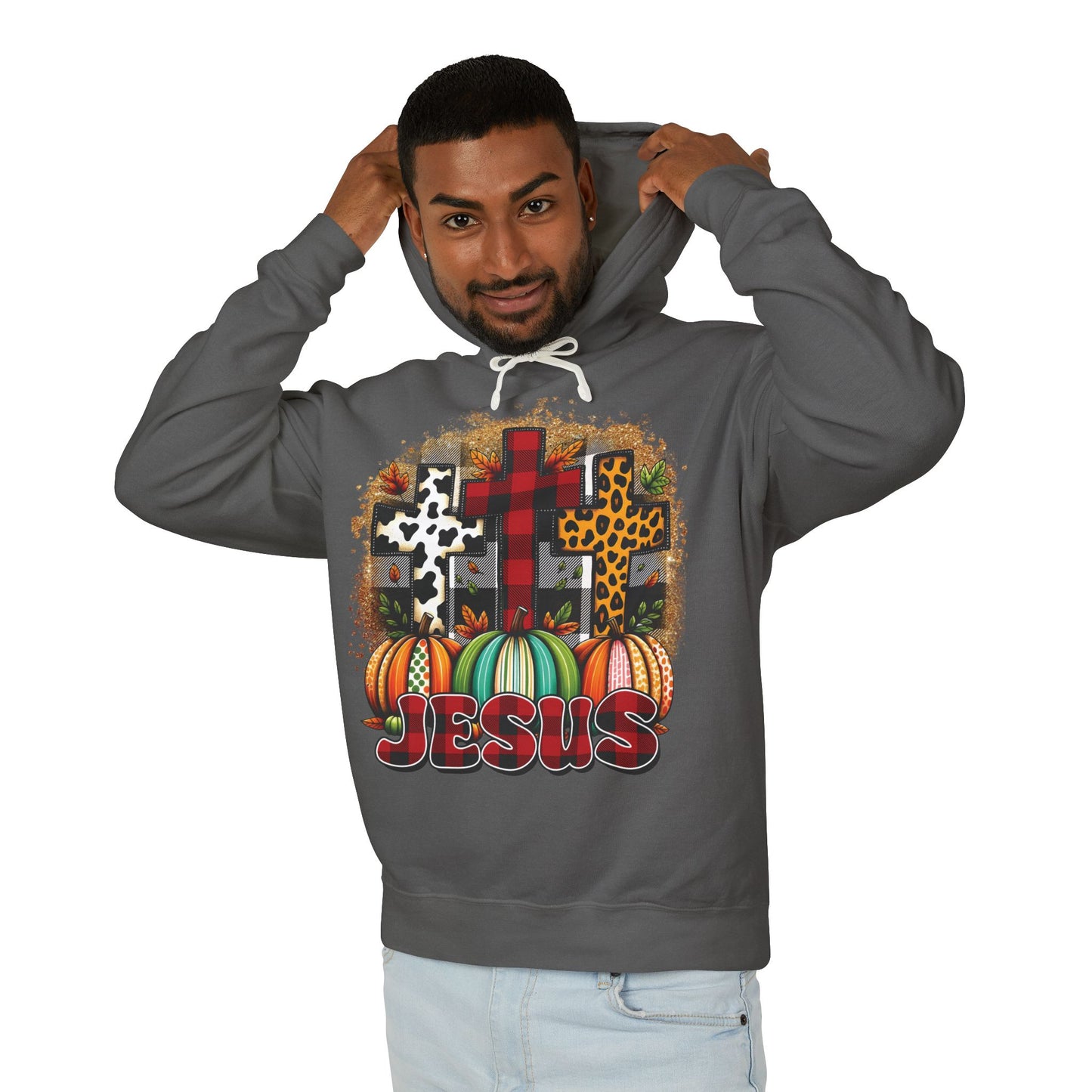 Faithful Harvest Cross Unisex Lightweight Hooded Sweatshirt