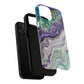 Stylish Purple Acrylic Tough Magnetic iPhone Cases, Unique Protective Cases for iPhone, Colorful Marble Design, Great Gift for iPhone Lovers