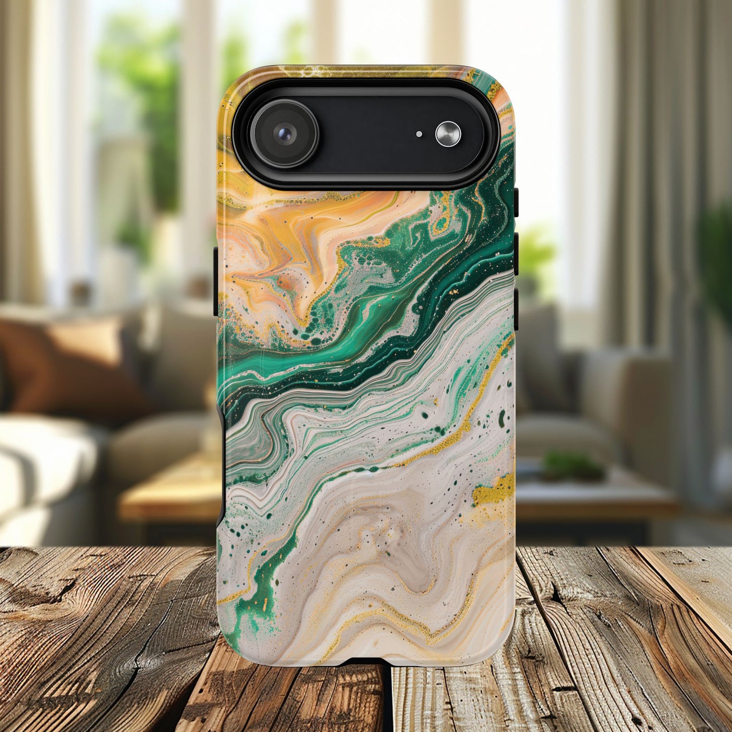 Magnetic iPhone Cases with Green Marble Design, Tough Magnetic Cases, iPhone Accessories, Gift for Her, Trendy iPhone Cover