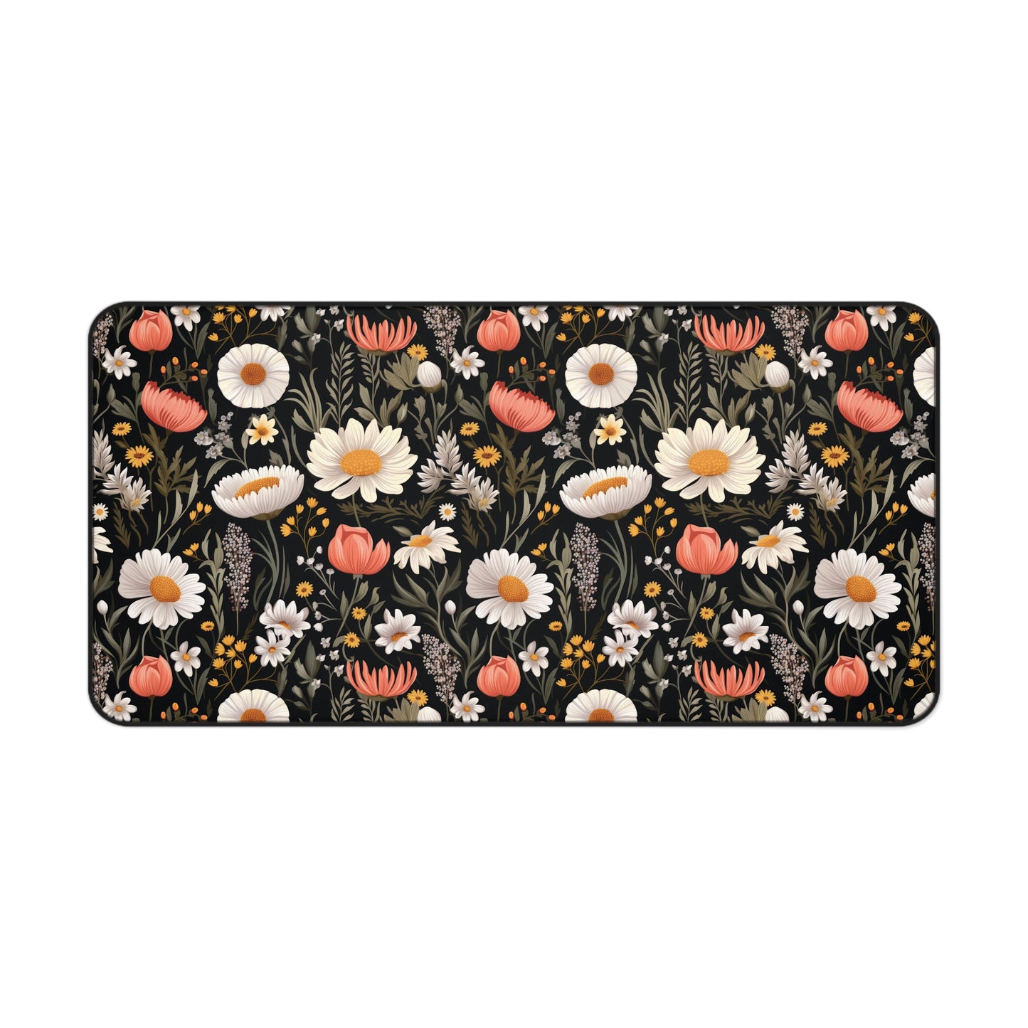 Blossom Elegance: Noir Garden Desk Mat