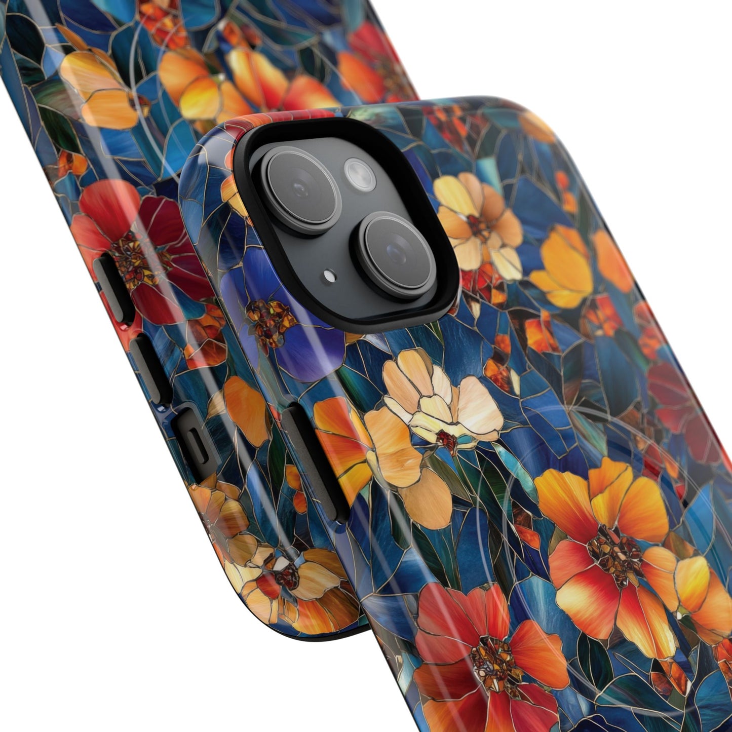 Cathedral Petals Tough Magnetic iPhone Case, Durable, Stylish, Unique Floral Design, Gifts for Her, Birthday, Everyday Use, Stained Glass iPhone Case.