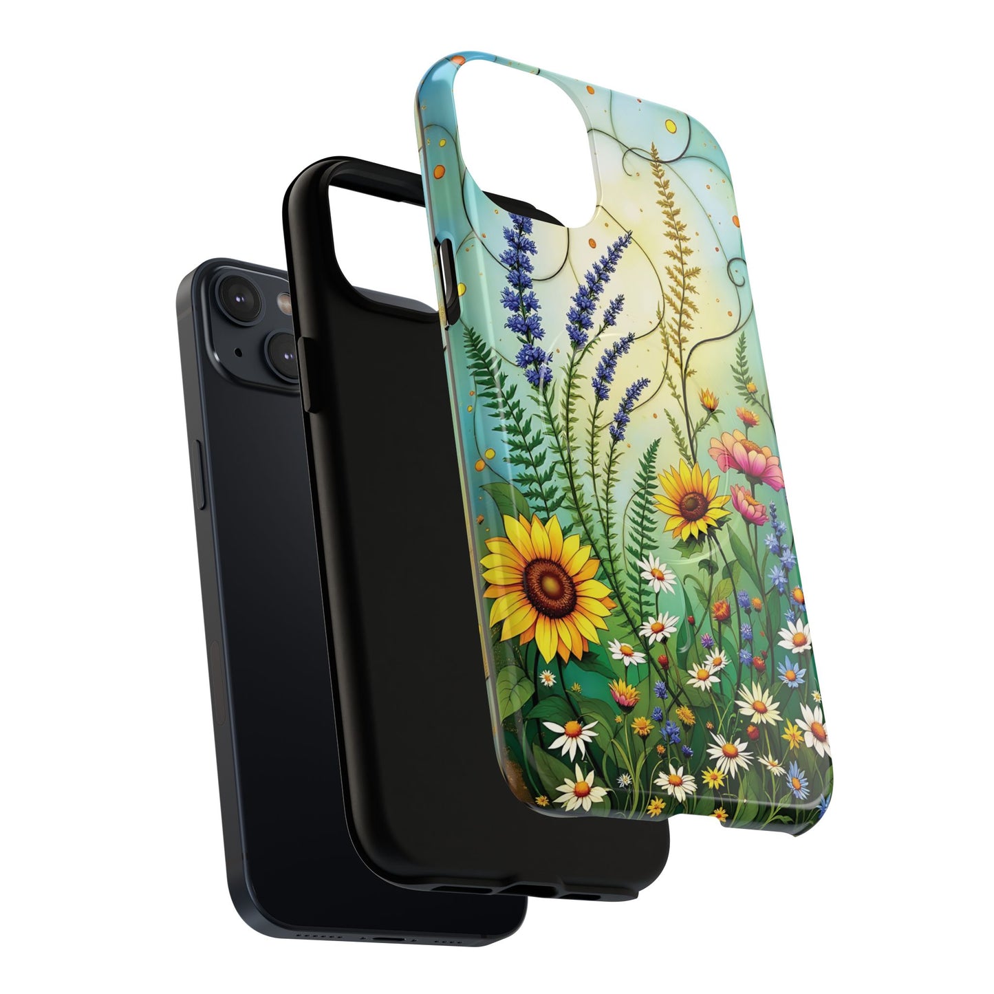 Floral Stained Harmony Glass Tough Magnetic Phone Case | Nature Inspired Design | Durable Protection | Gift for Nature Lovers | Spring Vibe