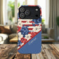 Personalized Stars, Stripes & Petals Tough Magnetic MagSafe Case, Patriotic Cover, Floral Design, Durable Protection, Gift for Her, Summer Vibes