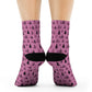 Winter Wonderland Pink Crew Socks - Soft & Elastic Polyester/Spandex Blend - One Size Fits All