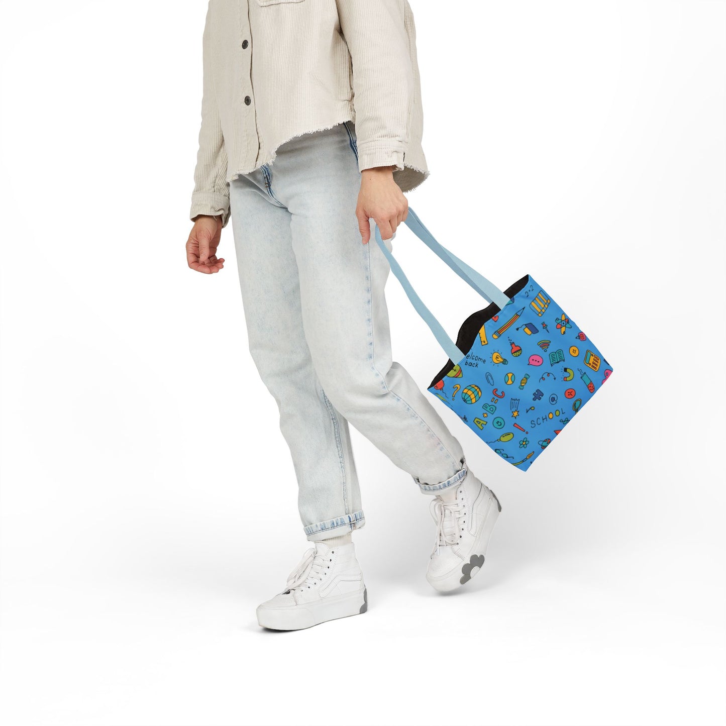 Personalized Classroom Couture Composition Book Inspired Canvas Tote Bag with Colorful Straps, Cute School Bag, Eco-Friendly Tote, Back to School Shopping Bag, Teacher Gift Idea