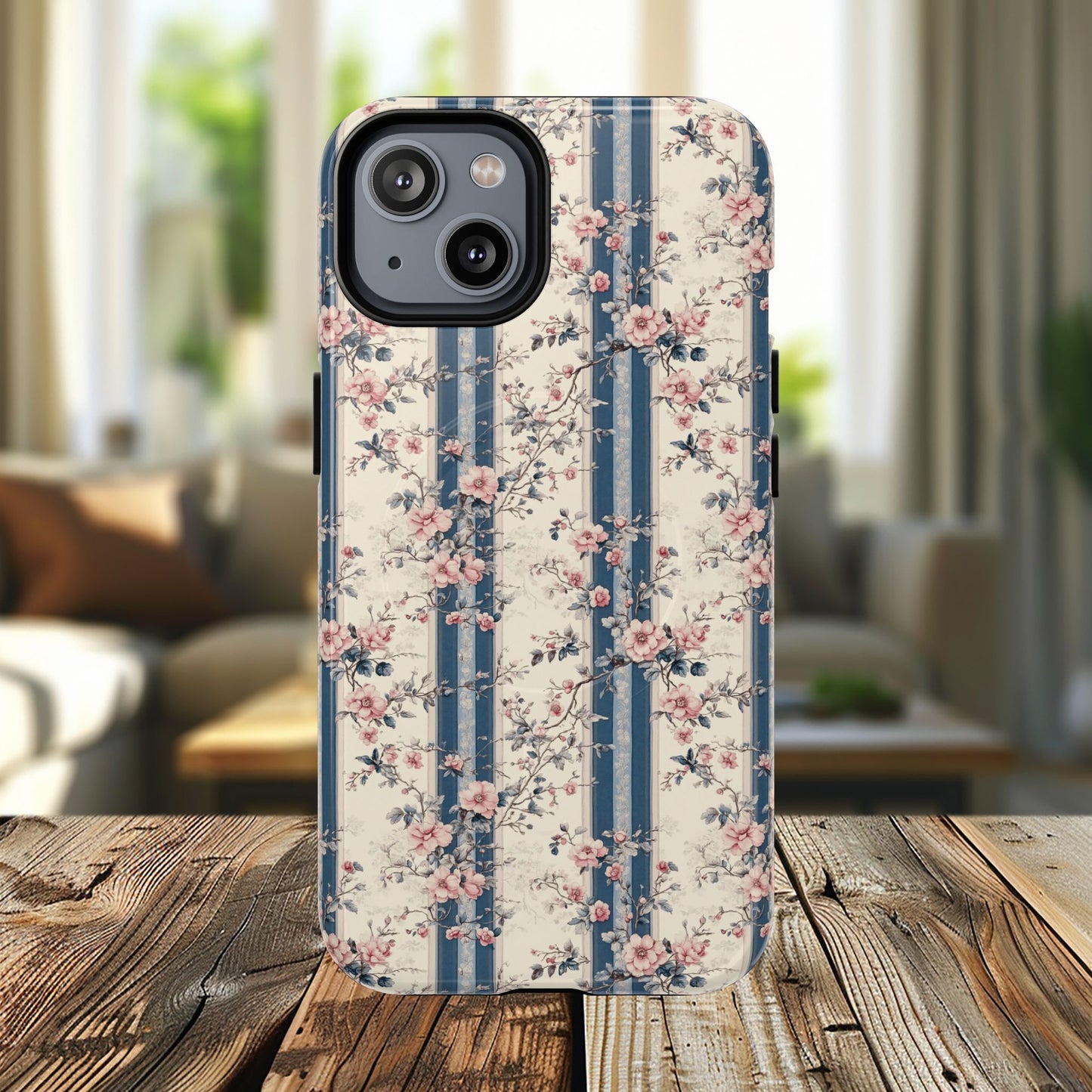 Victorian Rose Stripe iPhone Case, Tough Magnetic Cases for Stylish Protection, Flower Pattern iPhone Cover, Trendy Gift Idea for Her