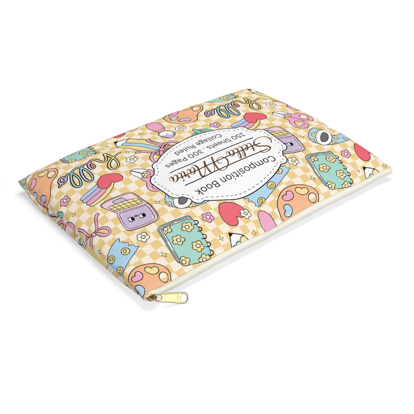 Personalized Doodle Daydream Composition Book Inspired Accessory Pouch, Kids School Supplies, Classroom Organizer, Teacher Gift, Fun Stationery Case, Back to School