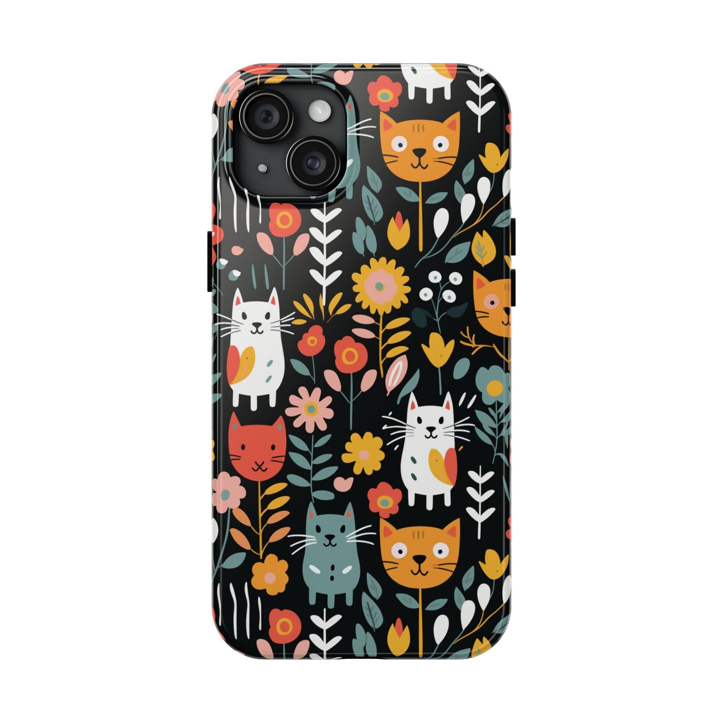 Whimsical Feline Garden iPhone and Samsung Tough Phone Cases