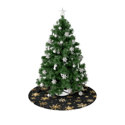 Black and Gold Snowflake Elegance Christmas Tree Skirts