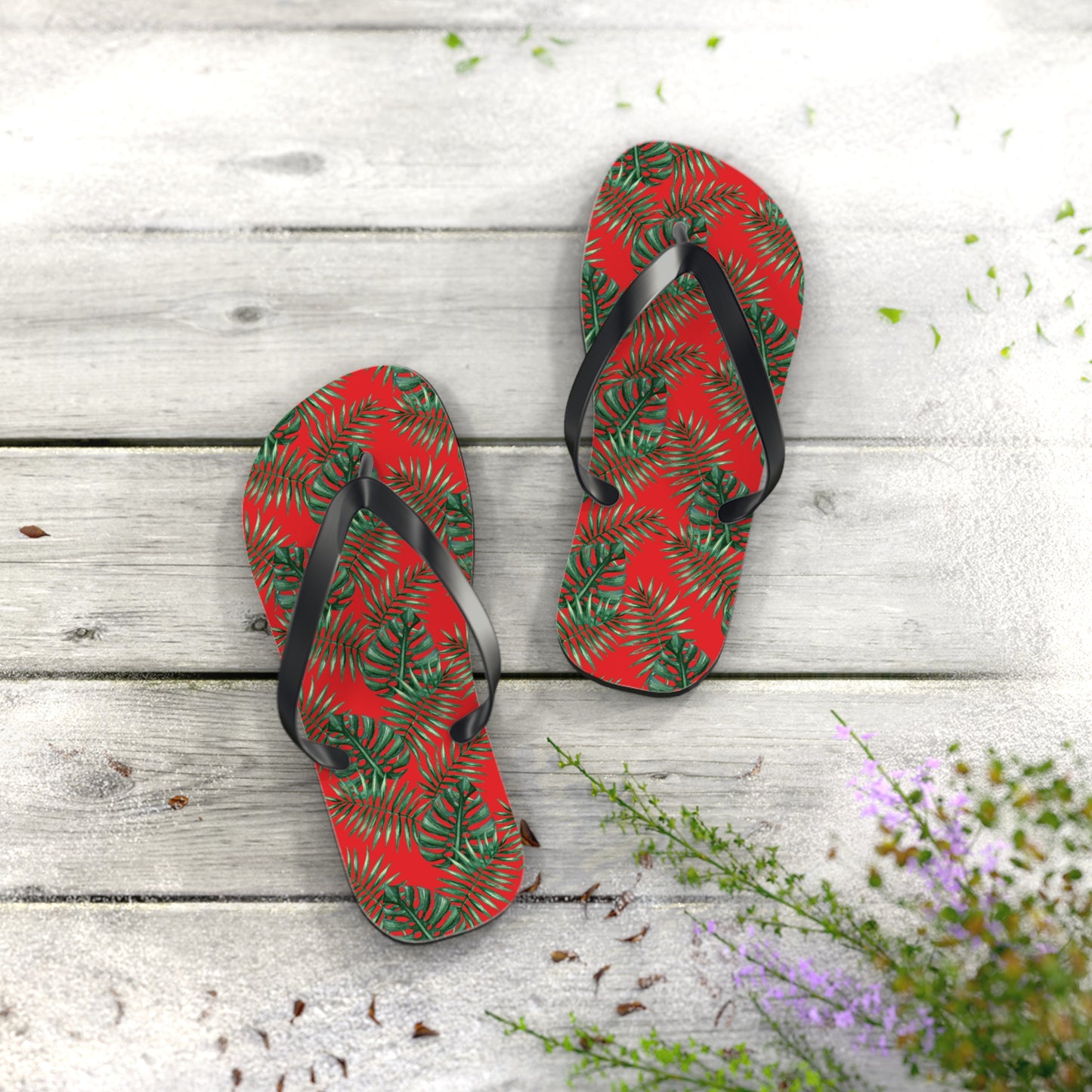 Red Tropical Bliss Flip Flops