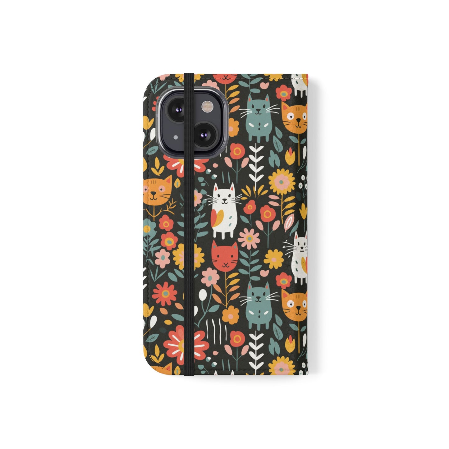 Whimsical Feline Garden iPhone and Samsung Flip Cases