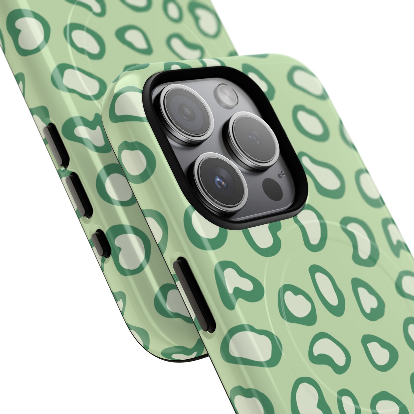 Chic Leopard Print iPhone Cases | Tough Magnetic Cases, iPhone Protection, Animal Print, Stylish Tech Accessories, Green iPhone Case