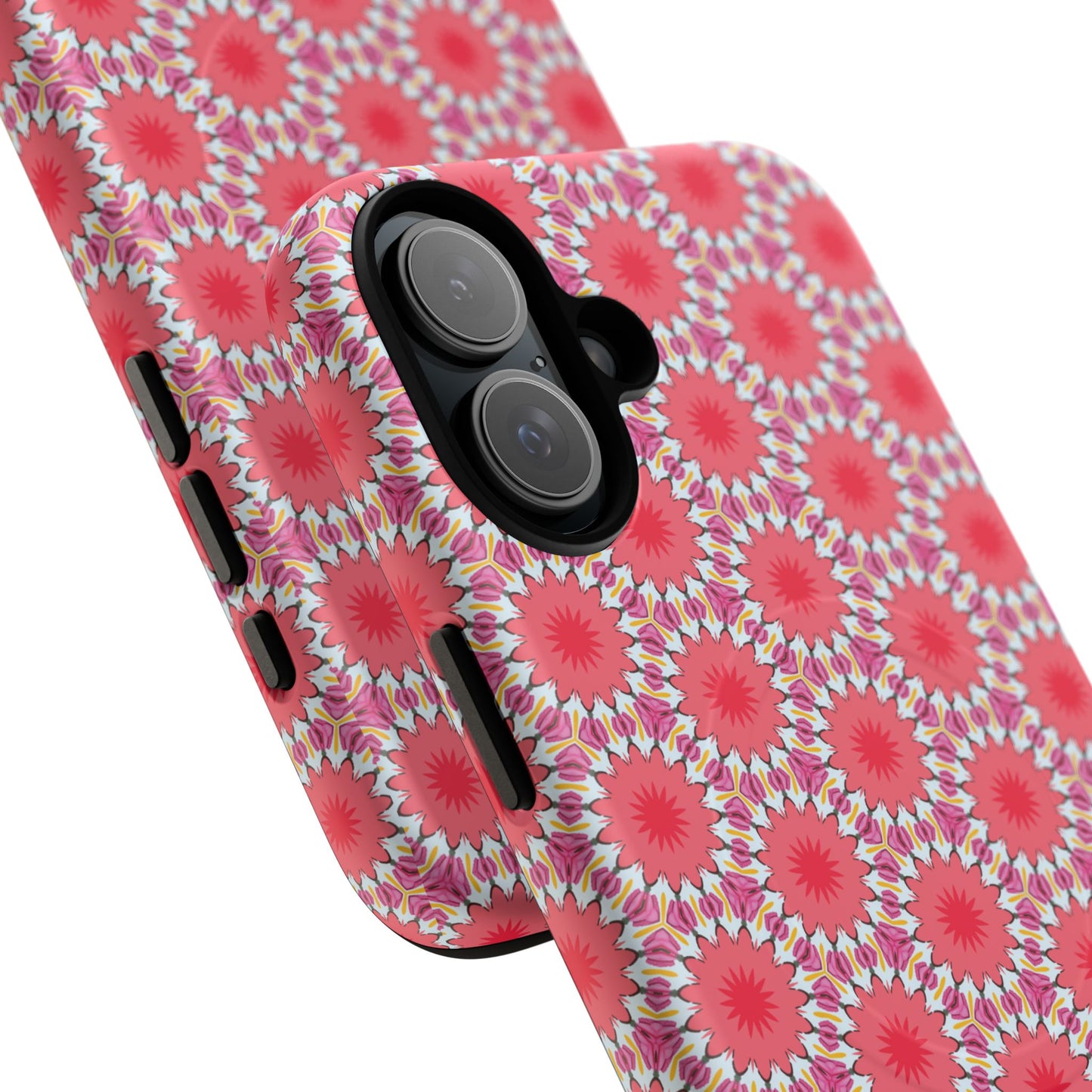 Roseburst Mosaic Vibrant Flower Pattern iPhone Case, Stylish iPhone Cover, Tough Magnetic Case, Floral Gift, Trendy Accessory for Her