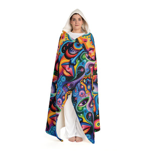 Psychedelic Visions Snuggle Hooded Sherpa Fleece Blanket