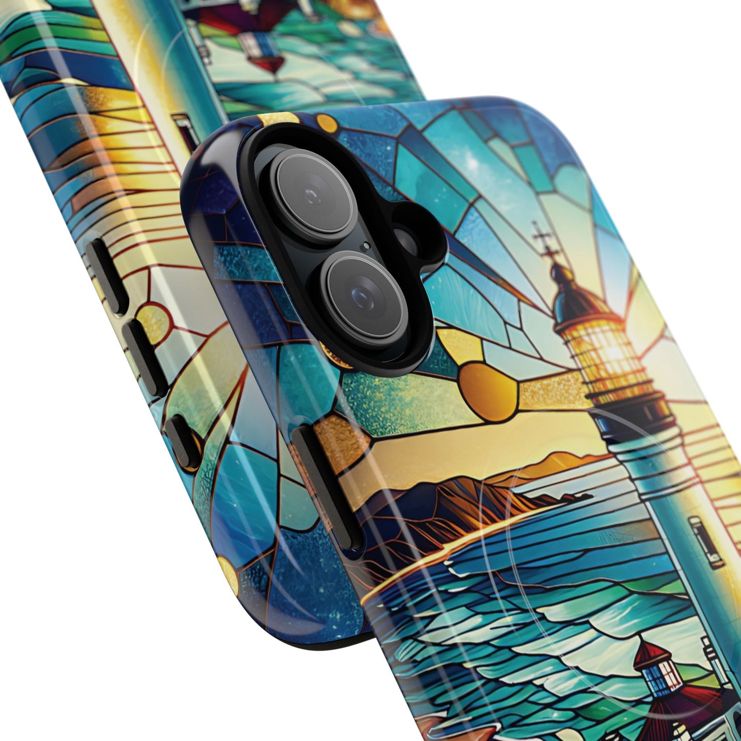 Stained Glass Lighthouse Phone Case - Tough Magnetic Cases, Unique Gifts for Nature Lovers, Beach Vibes, Travel Accessories, Coastal Decor
