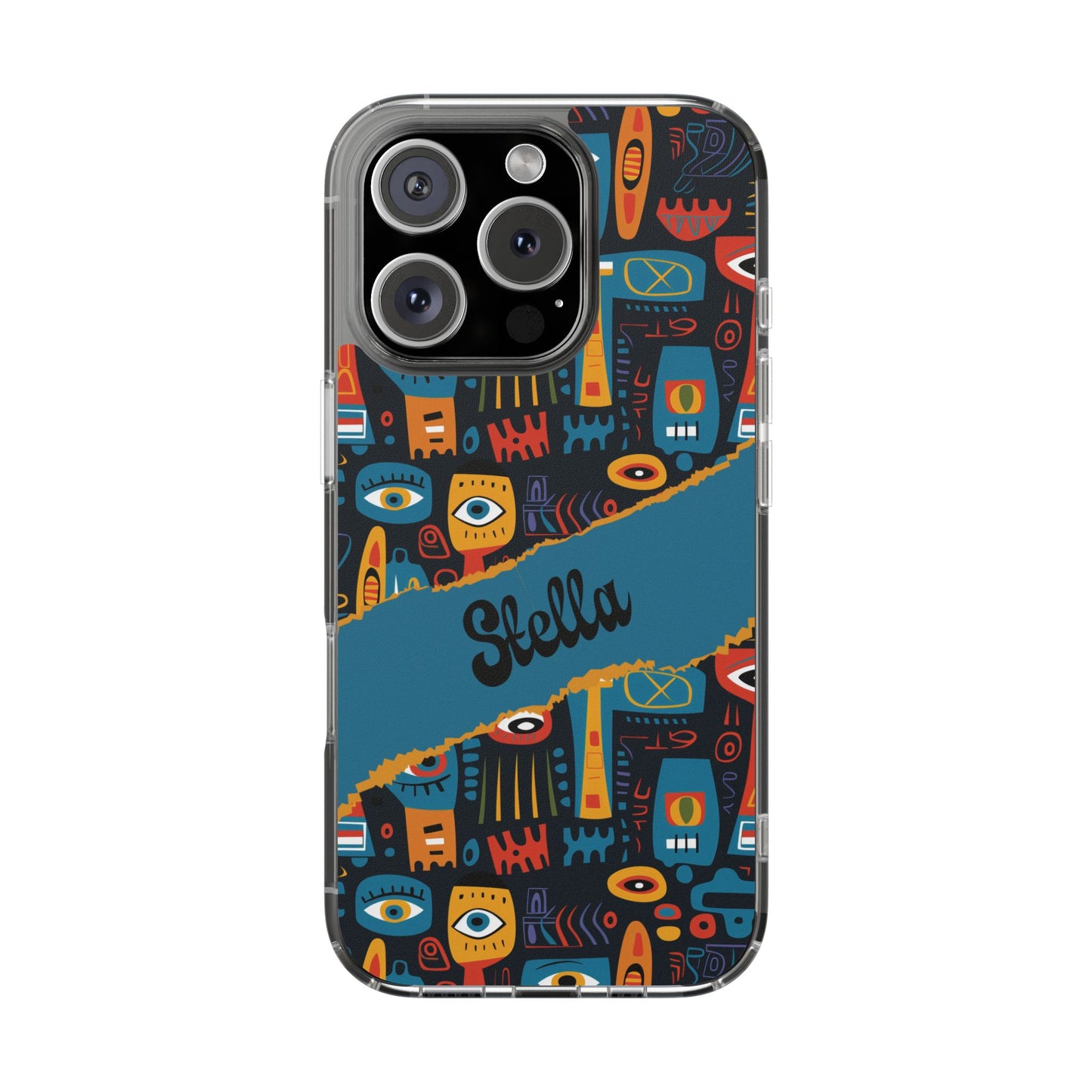 Phone Case — Colorful Abstract Faces Clear Impact-Resistant Case