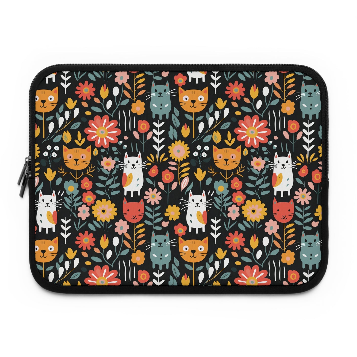 Whimsical Feline Garden Laptop Sleeve