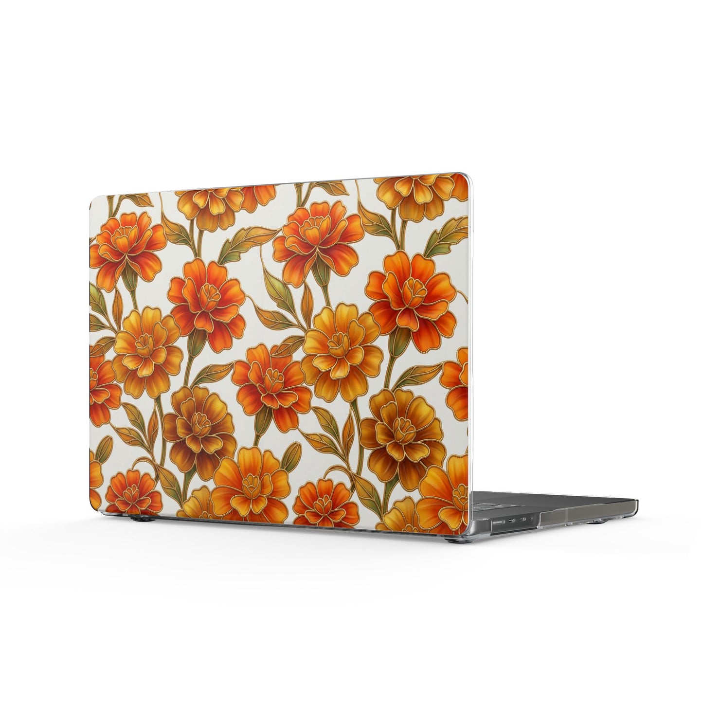 Stained Glass effect Marigold Flower Clear MacBook Cases