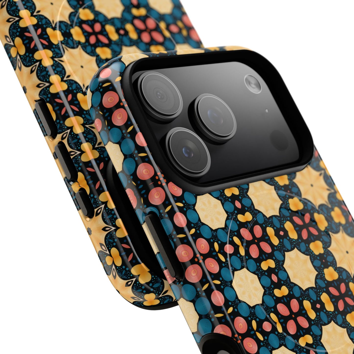 Celestial Spice Tiling Colorful Tough Magnetic iPhone Case, Unique iPhone Cover, Artistic Mobile Shell, Durable Design Accessory, Trendy Gift Idea, MagSafe® iPhone Case.