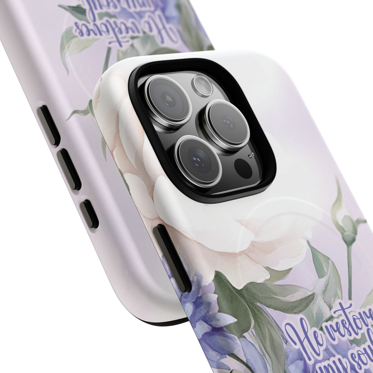 He Restores My Soul Tough iPhone Magnetic Cases, Christian Gift, MagSafe® iPhone® Tough Case, iPhone 13, 14, iPhone 15, iPhone 16, 17, Pro, Pro Max, Plus