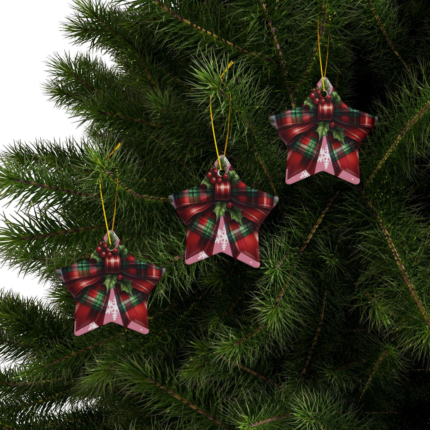 Corquette Bow Ceramic Ornaments, 2-Side Print, (1pc, 3pcs, 5pcs, 10pcs)