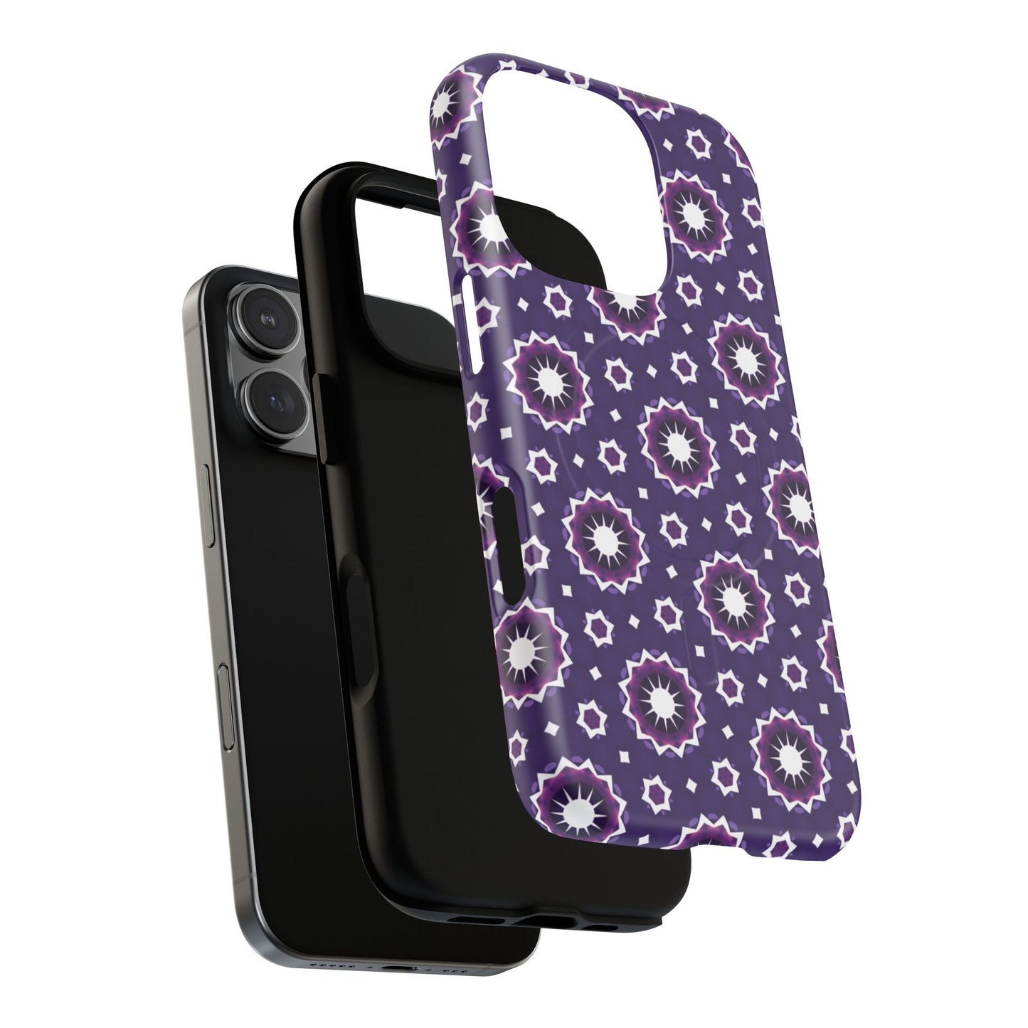 Violet Nova Bloom Stylish Tough Magnetic iPhone Case, Purple Floral iPhone Cover, Durable Cell iPhone Protector, Gift for Her, Mother's Gift