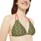 Brown Tropical Bliss Strappy Triangle Bikini Top (AOP)- (PY)