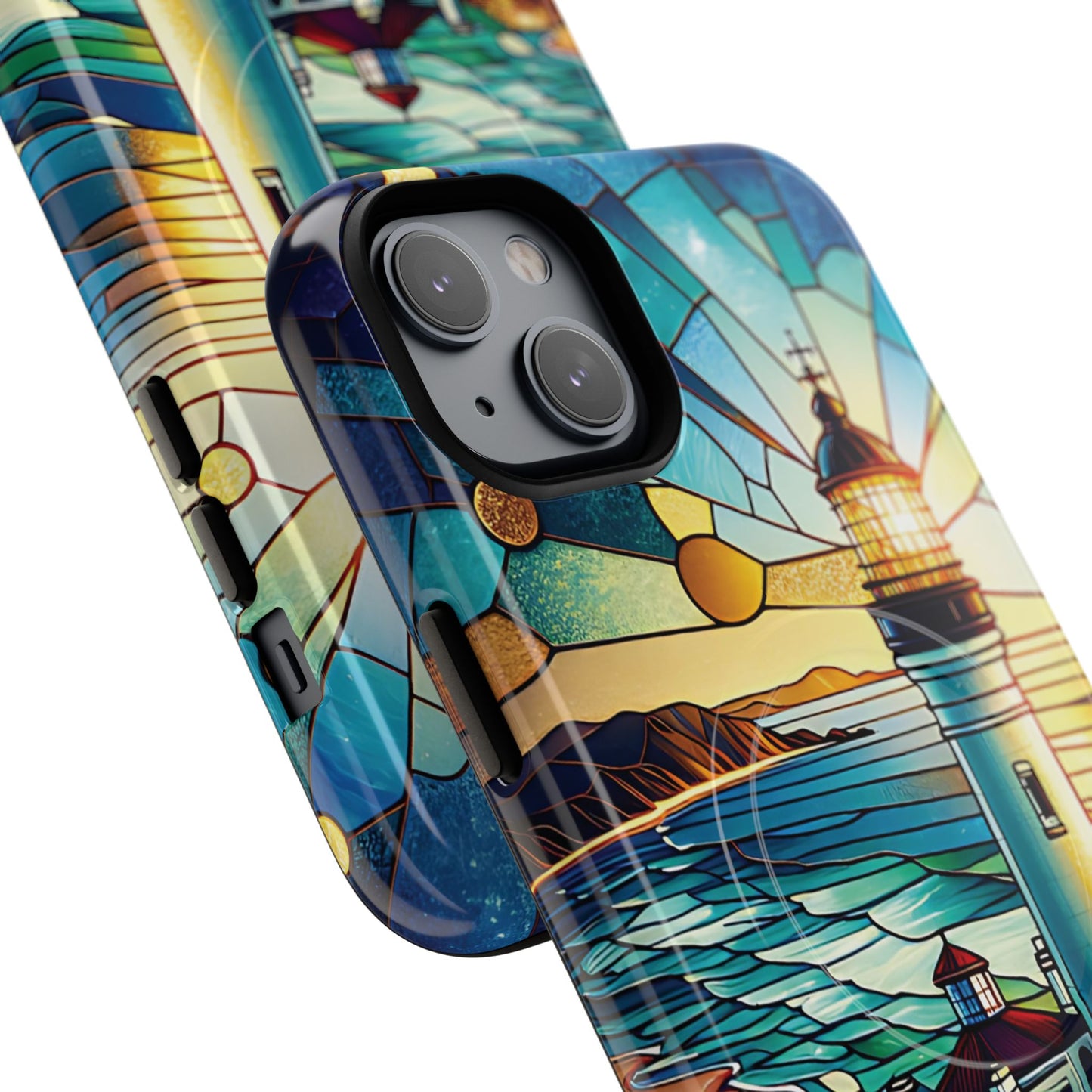 Stained Glass Lighthouse Phone Case - Tough Magnetic Cases, Unique Gifts for Nature Lovers, Beach Vibes, Travel Accessories, Coastal Decor