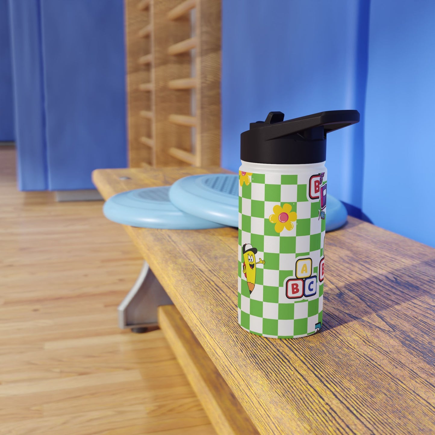 Personalized Green Schoolyard Chic Inspired Stainless Steel Water Bottle for Kids, Eco-Friendly Drinkware, Back to School, Teacher Gifts