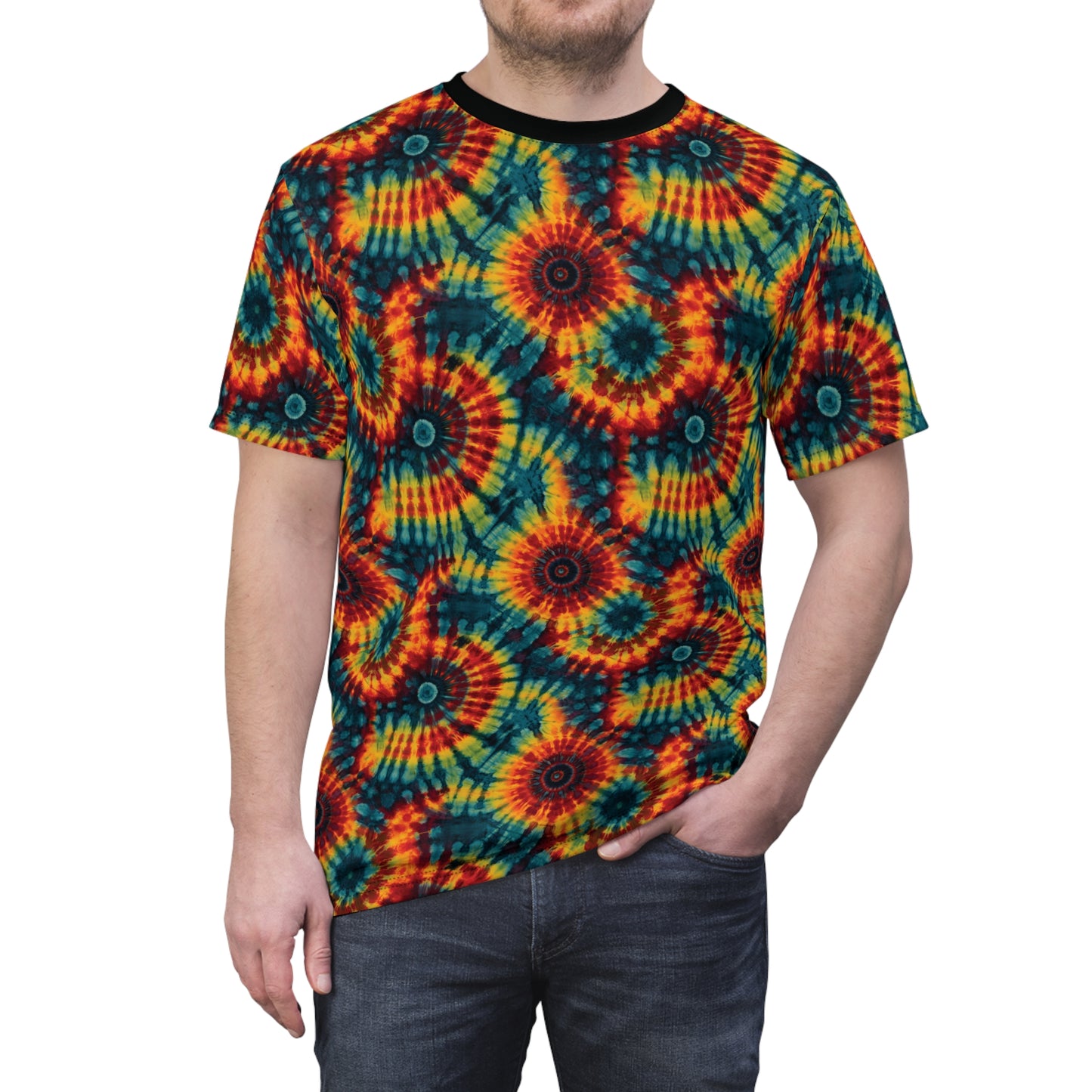 Rainbow Swirl Tie and Dye Unisex Tee (AOP)