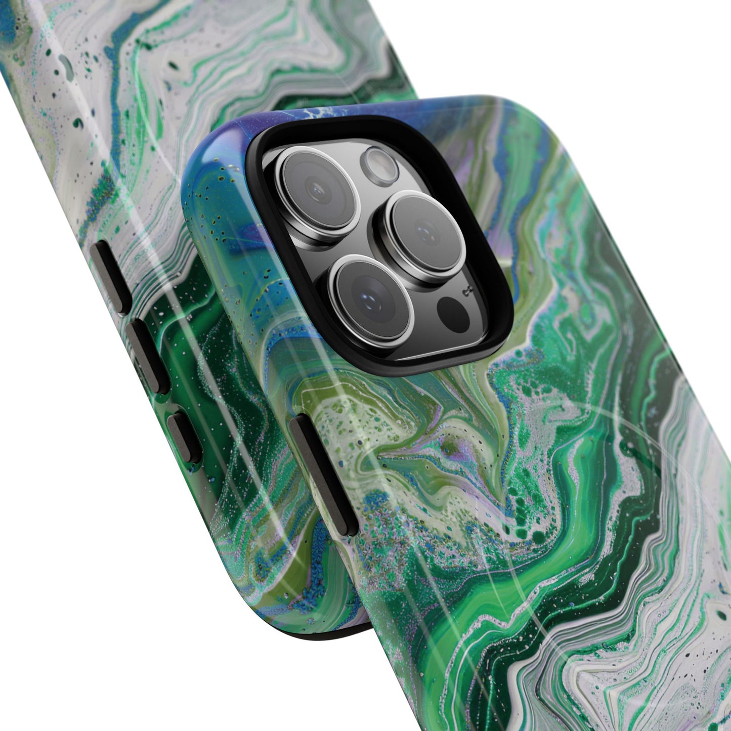 Marbled Tough iPhone Case, Magnetic Protector, Stylish Tech Accessory, Durable iPhone Cover, Unique Gift Idea