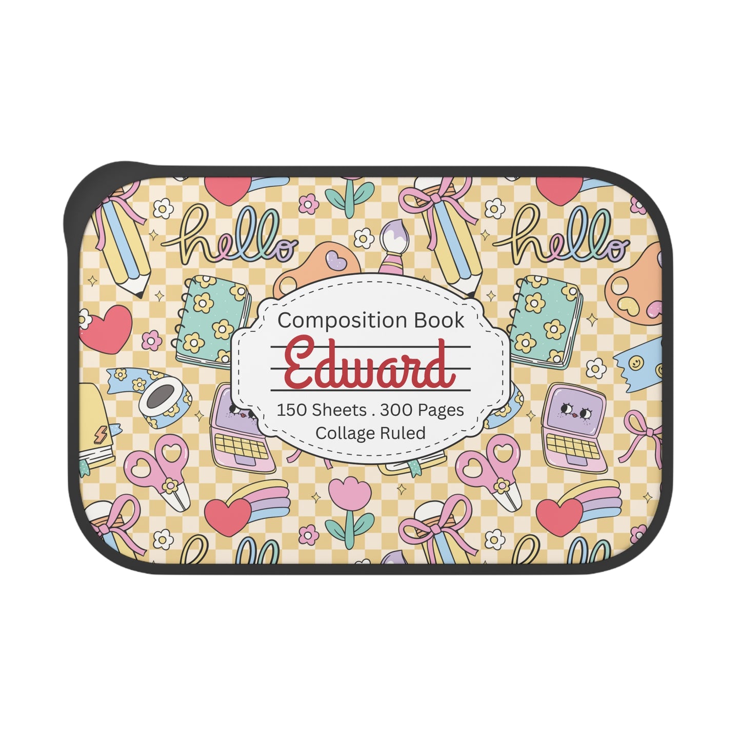 Personalized Doodle Daydream Composition Book Inspired Bento Box, Fun Lunch Container, School Lunch, Meal Prep, Kids' Utensils, Back to School, Child's Lunchbox
