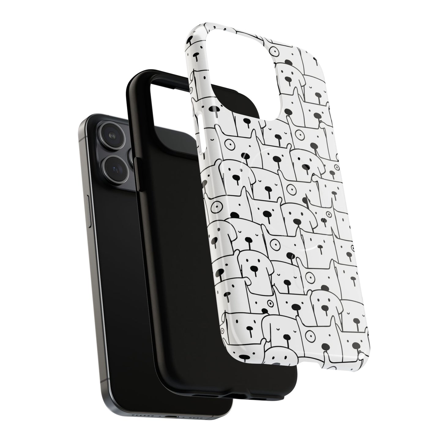 Cute Woof Line-Up iPhone Case, Tough Magnetic Case for Pet Lovers, Stylish Phone Accessory, Gift for Dog Owners, Protective Pet Case