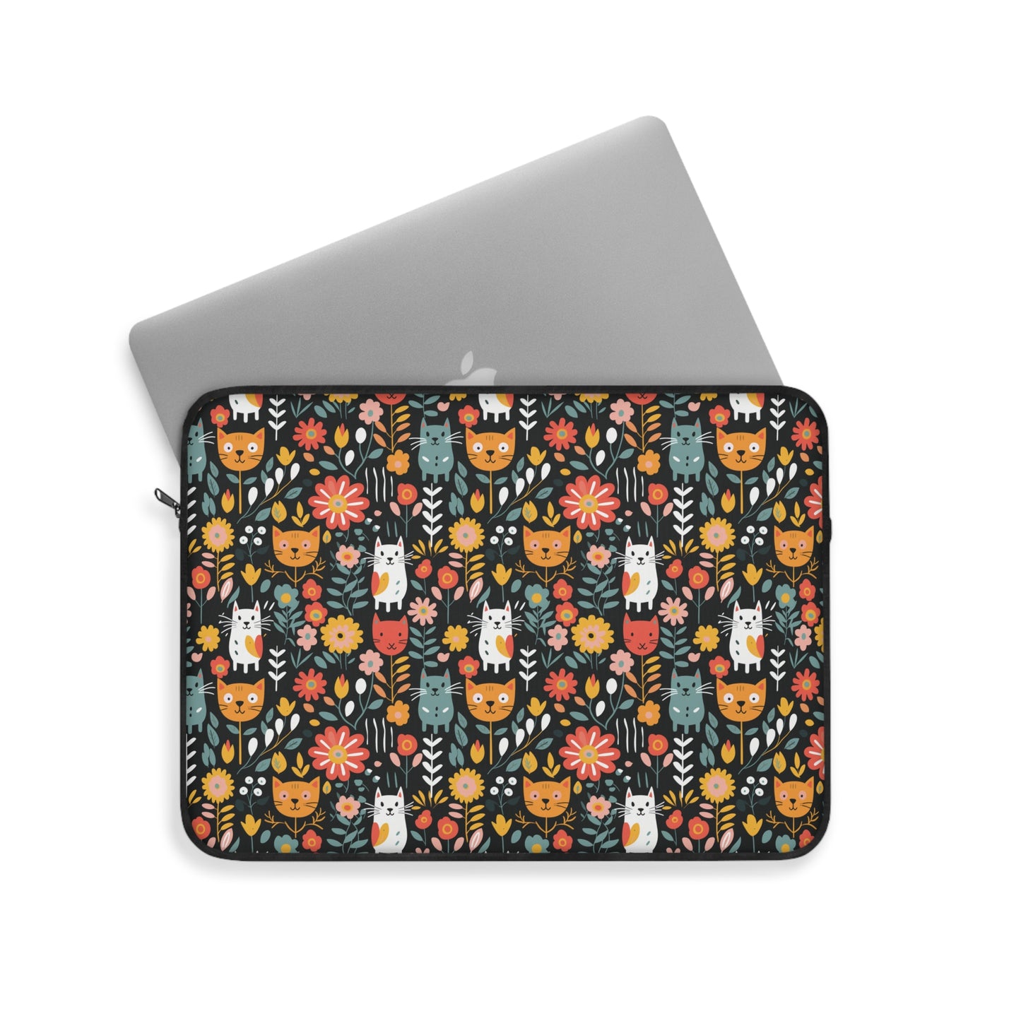 Whimsical Feline Garden Laptop Sleeve