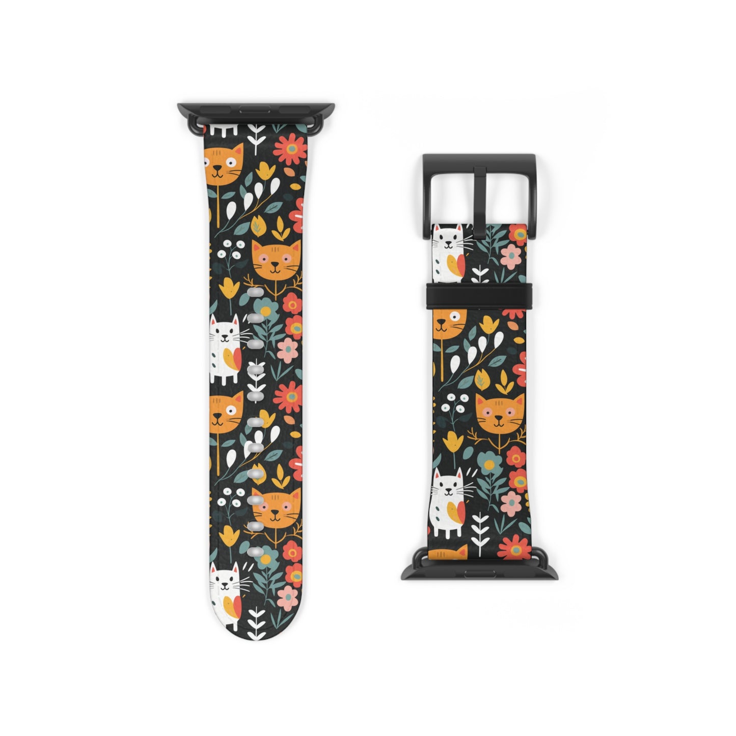 Whimsical Feline Garden Watch Band for Pet and Floral Lovers,