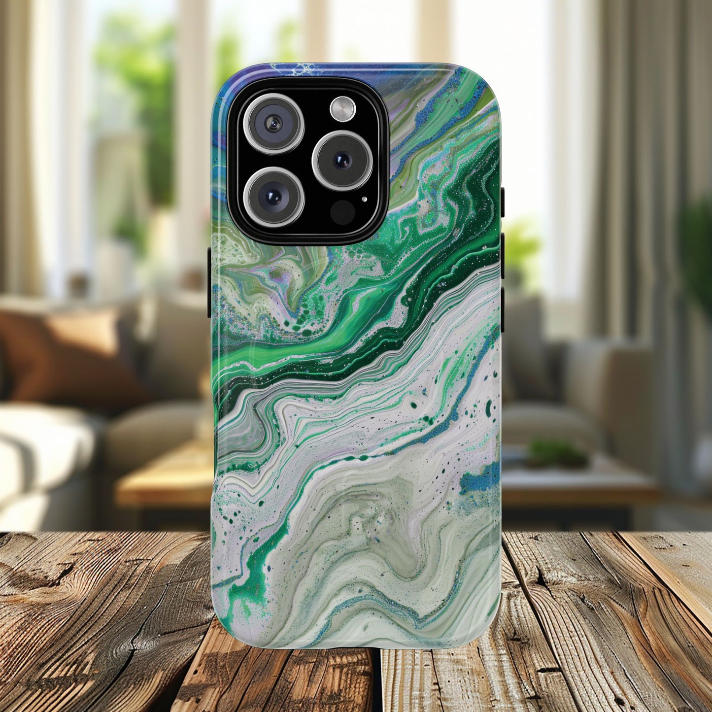 Marbled Tough iPhone Case, Magnetic Protector, Stylish Tech Accessory, Durable iPhone Cover, Unique Gift Idea